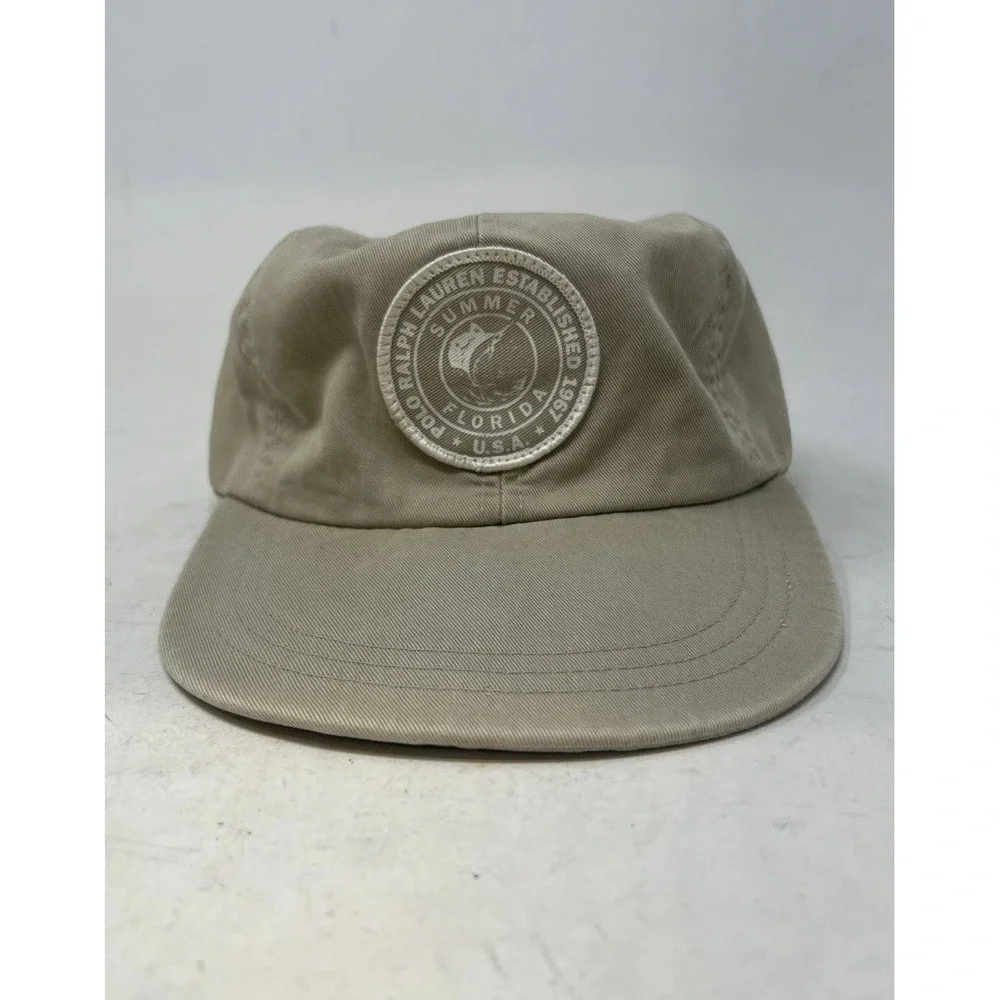 Vintage 90s Polo Ralph Lauren TAN Hat Cap Size XLarge USA Long Bill Florida